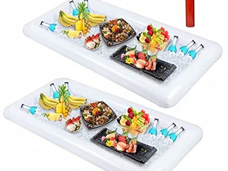 Moon Boat  2 PCS Inflatable Serving Salad Bar Tray Food Drink Holder - BBQ Picnic Pool Party Buffet Luau Cooler,with a drain plug Online