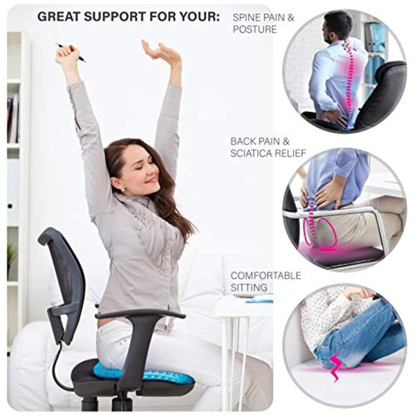 Comfifeel Gel Seat Cushion for Pressure Relief and Long Sitting - Gel Cushions for Pressure Sore Relief - Double Thick Chair Cushion with Breathable Non Slip Cover Perfect for Wheelchair Office Chair and Cars For Cheap