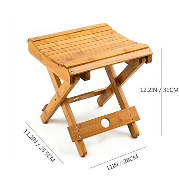 URFORESTIC 100% Natural Bamboo Folding Stool for Shaving Shower Foot Rest 12 ,Fully Assembled Online now