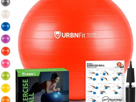 URBNFit Exercise Ball (Multiple Sizes) for Fitness, Stability, Balance & Yoga - Workout Guide & Quick Pump Included - Anti Burst Professional Quality Design Supply