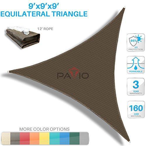 Patio Paradise 20  x 20  x 20  Beige Sun Shade Sail Triangle Canopy, 180 GSM Permeable Canopy Pergolas Top Cover, Permeable UV Block Fabric Durable Outdoor, Customized Available Sale