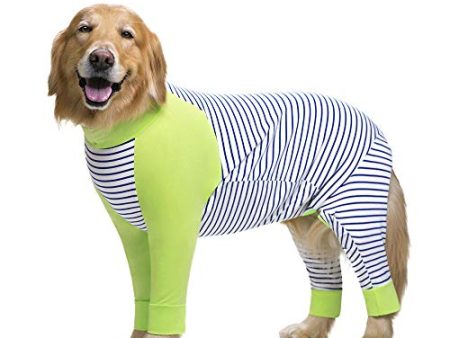 None Brand Medium Large Dogs Pajamas Cotton Dog Pajamas Blue or Red Stripe Extra Large Size Dog Onesie After Surgery Lightweight Full Coverage Dog Pjs Online