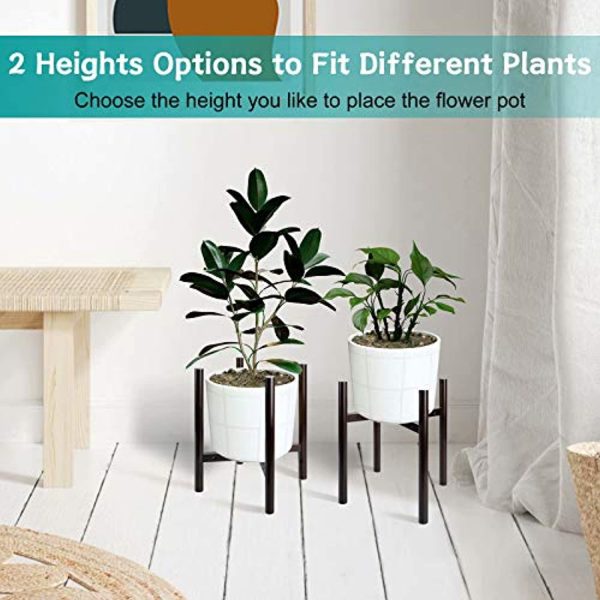 Uneedem Indoor Plant Stand - Adjustable Plant Stands for Indoor Plants, Bamboo Mid Century Modern Plant Holder, Fits Medium & Large Pots Sizes 7 8 9 10 11 inches, Dark Walnut (Pot Not Included) For Sale