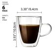 UMI UMIZILI [6 Pack, 9 oz] Double Wall Coffee Mug, Insulated Glass Espresso Latte Tea Drinking Cups, Clear For Sale