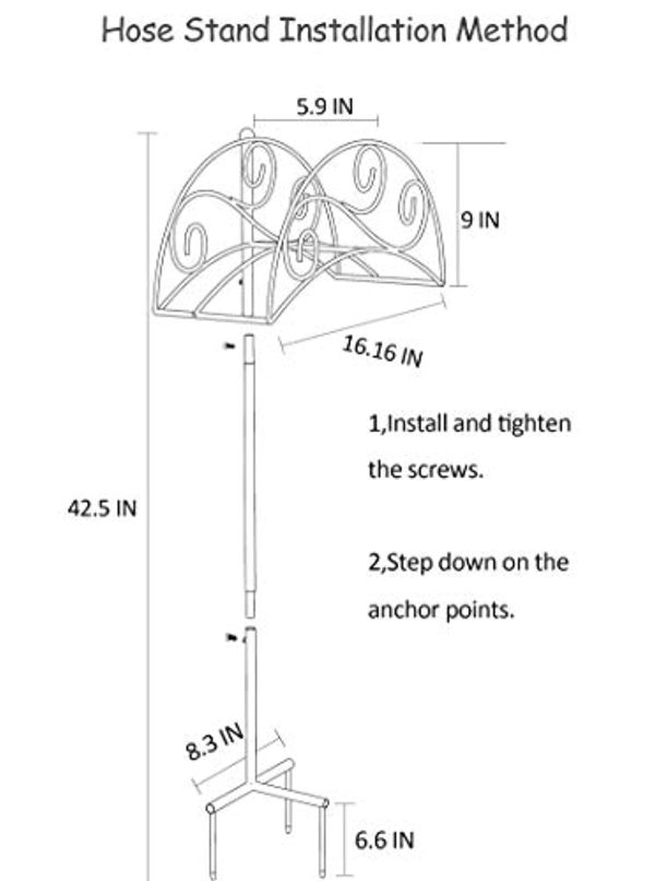 Uuuda Garden Hose Holder Detachable Metal Water Hose Stand Heavy Duty Storage Hanger Organizer for Outdoor Yard Lawn,Black Sale