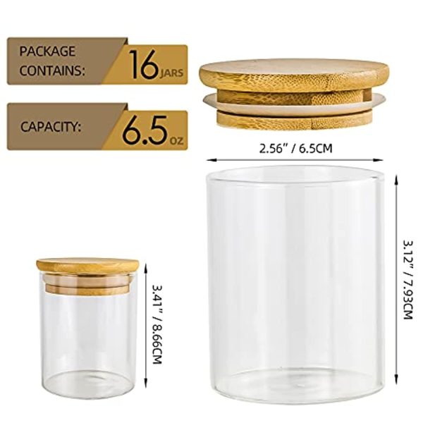 UMI UMIZILI  16 Piece Glass Jars with Lids, Airtight Bamboo Lids Spice Jars Containers Set For Spice, Coffee, Beans, Candy, Nuts, Herbs, Dry Food Canisters (Extra Chalkboard Labels) - 7 oz Clear Online now