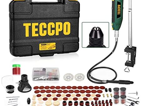 TECCPO Upgraded Rotary Tool 1.8 amp, 10000-40000RPM, 6 Variable Speed with 6 Attachments, Universal Keyless Chuck, 196 Accessories Ideal for Crafting and DIY Online now