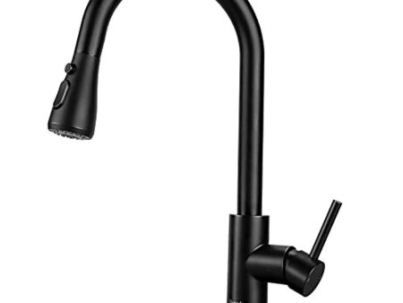 Uneedem Black Kitchen Faucet with Pull Down Sprayer, Uneedem Single Handle Kitchen Sink Faucet, Stainless Steel High Arc Utility Brushed Nickel Kitchen faucets with Pull Out Sprayer for rv Commercial Laundry Hot on Sale