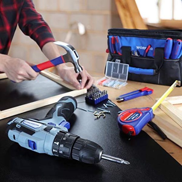 WORKPRO 12V Cordless Drill and Home Tool Kit, 177 Pieces Combo Kit with 14-inch Tool Bag Cheap