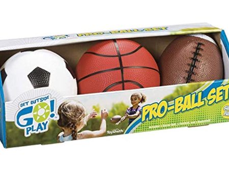 Toysmith Get Outside GO! Pro-Ball Set, Pack of 3 (5-inch soccer ball,6.5-inch football and 5-inch basketball) Sale