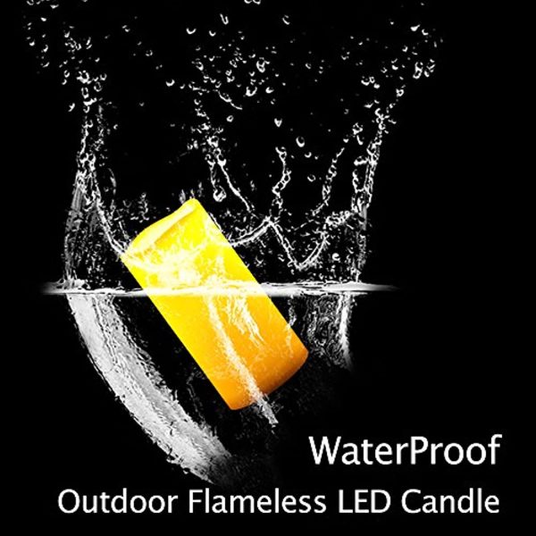 QIDEA Waterproof Outdoor Flameless LED Candles - with Remote and Timer Realistic Flickering Battery Operated Electric Plastic Resin Pillar Candles for Christmas Decoration 3-Pack 3”x6” Discount