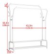 UDEAR Garment Rack Freestanding Hanger Double Rods Multi-functional Bedroom Clothing Rack, Double layer ，4 Hooks，White on Sale