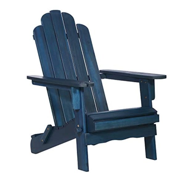 WestinTrends Sullivan Classic Solid Acacia Wood Outdoor Folding Adirondack Chair, 38 Inch, Navy Blue Wash Supply