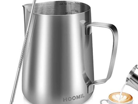 Milk Frothing Pitcher 350ml 600ml 900ml (12oz 20oz 31oz) Steaming Pitchers Stainless Steel Milk Coffee Cappuccino Latte Art Barista Steam Pitchers Milk Jug Cup with Decorating Art Pen, Latte Arts Hot on Sale