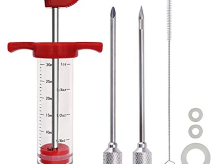 Tri-Sworker Plastic Meat Injector Kit for Smoker with 2 Flavor Food Syringe Needles, Ideal for Injecting Marinade into Turkey, Meat, Brisket; 1-OZ; Including Paper User Manual, Recipe E-Book (PDF) For Cheap