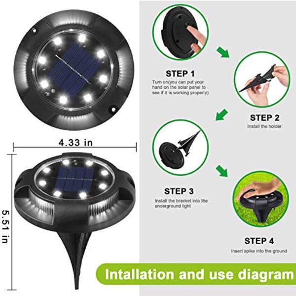 K.E.J. Solar Ground Light Outdoor Solar Disk Lights 8 Pack Garden Pathway Lights Waterproof Solar Walkway Lights for Yard Garden Lawn Pathway Patio Driveway Deck Multicolor For Discount