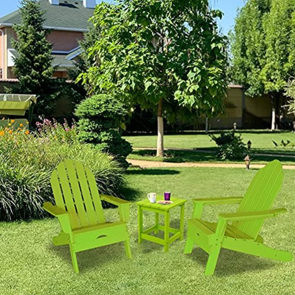 WestinTrends  Adirondack Square Outdoor Side Table, Poly Lumber End Tables for Patio, Backyard,Pool, Indoor Outdoor, Easy Maintenance & Weather Resistant (Lemon Green) Supply