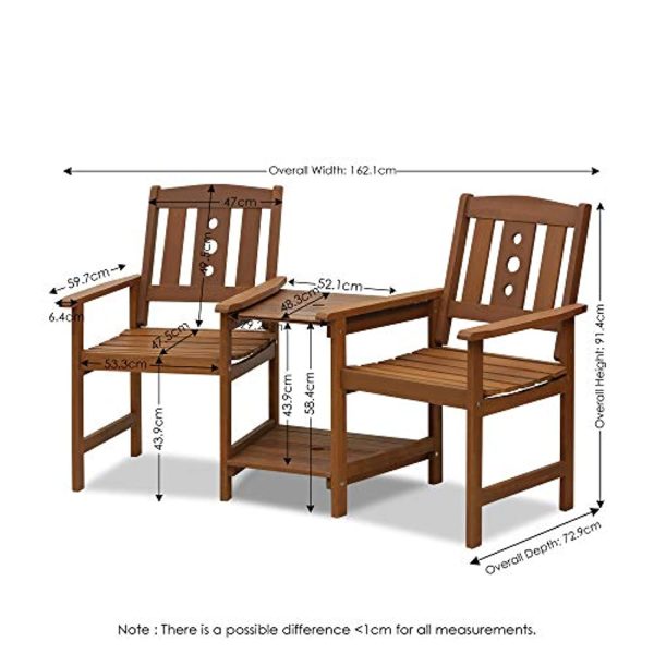 WestinTrends  FG17488 Tioman Outdoor Hardwood Patio Furniture Jack and Jill Chair Set in Teak Oil, Natural on Sale