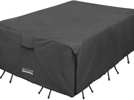 ULTCOVER 600D Tough Canvas Durable Rectangular Patio Table and Chair Cover - Waterproof Outdoor General Purpose Furniture Covers 88Lx62Wx28H inch, Black (B07JFGL2S2) Supply