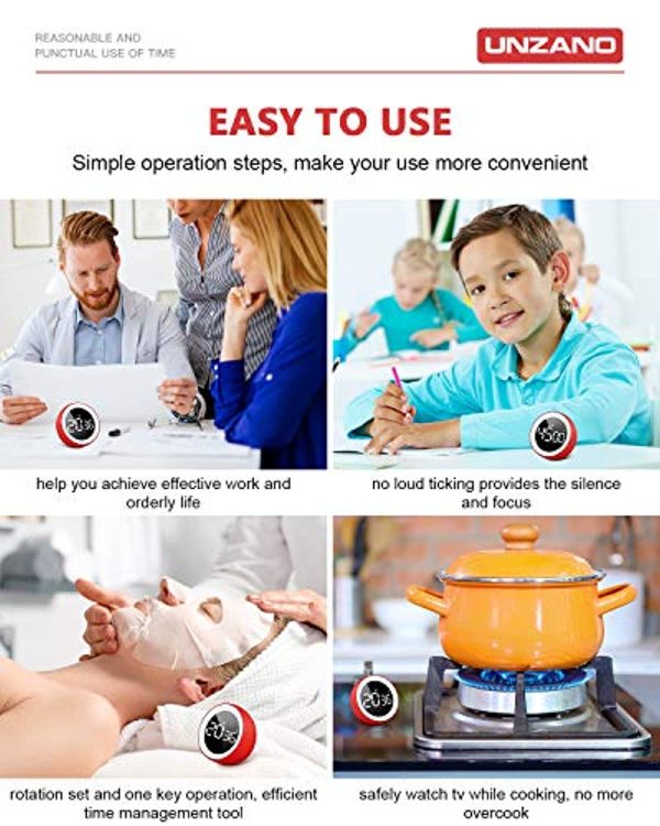 Unzano Countdown Timer for Kids, Large Digital LED & One Button Kitchen Timers, Sets from 0 to 99 Minutes, for Homework, Beauty, Fitness, Cooking (Red) Hot on Sale