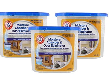 Arm & Hammer Moisture Absorber & Odor Eliminator 14oz Tub, 3 Pack - Eliminates Musty Odors & Freshens Air for Closets, Laundry rooms, Mud Rooms, white For Discount