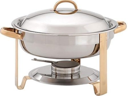 Update International DC-4 GB Stainless Steel Gold-Accented Chafer, Round, 4-Quart Hot on Sale