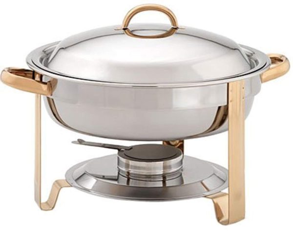 Update International DC-4 GB Stainless Steel Gold-Accented Chafer, Round, 4-Quart Hot on Sale