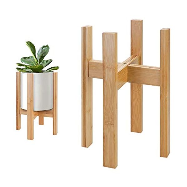 Uneedem Indoor Plant Stand - Adjustable Plant Stands for Indoor Plants, Bamboo Mid Century Modern Plant Holder, Fits Medium & Large Pots Sizes 8 9 10 11 12 inches (Pot Not Included) Supply