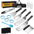 ZZCHML Griddle Accessories Barbecue Tool Sets for Blackstone and Camp Chef，Thicken Stainless Steel Flat Top Grill Accessories Kit Professional Grill BBQ Spatula Set with Spatula, Scraper, Bottle Supply