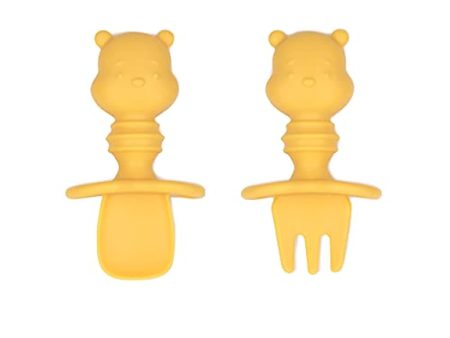 HKESTG Utensils, Disney Silicone Chewtensils, Baby Fork and Spoon Set, Training Utensils, Baby Led Weaning Stage 1 for Ages 6 Months+ Winnie The Pooh Hot on Sale