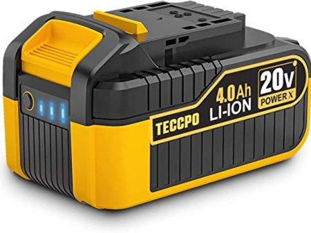 TECCPO 20V MAX 4.0 Ah Lithium Ion Battery-Pack, Rechargeable Replacement Battery, for All 20V TECCPO Cordless Power Tools-ZPK18HS4000 For Discount