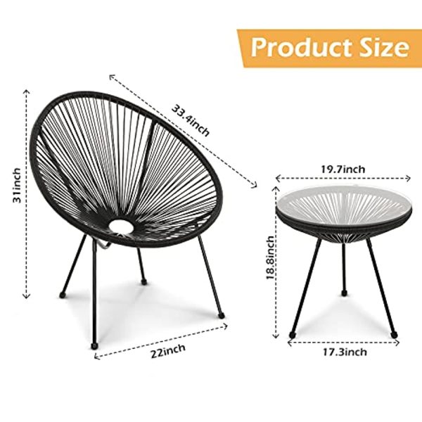 STOOG Patio Acapulco Lounge Chairs 3 Piece, Outdoor Furniture Covers Woven Bistro Set Including 2 Chairs and 1 Glass Table. For Cheap