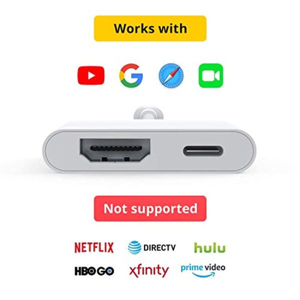 Pavlysh HDMI Adapter Converter New Edition 2 in 1 Plug and Play Digital AV Connector Compatible for iPhone X,iPhone 8 7 Plus iPad iPod Supply