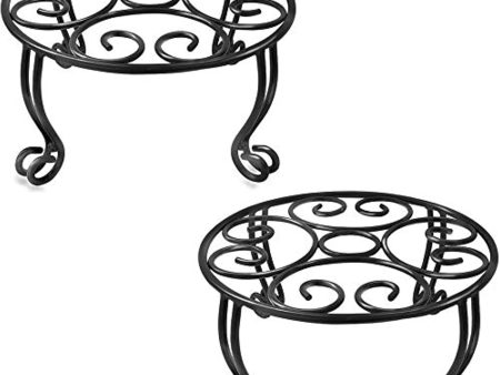 Uuuda 2 Pack Plant Stand 6IN Tall Indoor Outdoor for Flower Pot Metal Garden Container Round Supports Rack,11.8 Inches Black Cheap