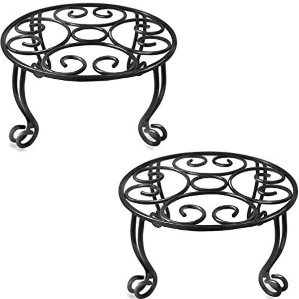 Uuuda 2 Pack Plant Stand 6IN Tall Indoor Outdoor for Flower Pot Metal Garden Container Round Supports Rack,11.8 Inches Black Cheap