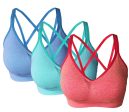 AKAMC Women s Removable Padded Sports Bras Medium Support Workout Yoga Bra 3 Pack Hot on Sale