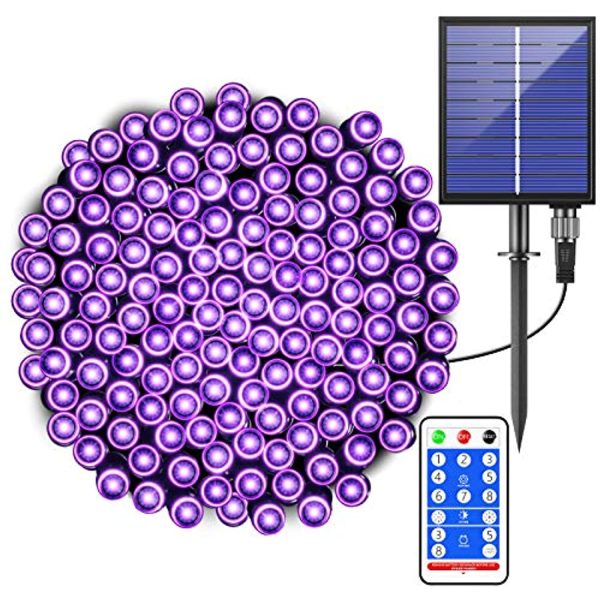 MagicLux Tech Solar Halloween String Lights Outdoor - 72FT 200LED Solar Powered Purple String Lights Waterproof 8 Modes for Halloween, Christmas Tree, Party, Patio For Sale