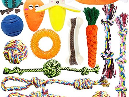 MLCINI Puppy Toys Dog Toys Puppy Toys for Teething Puppy Chew Toys Plush Dog Squeaky Toys Dog Rope Toy Nylon Dog Bone IQ Treat Ball Small Dog Chew Toys 14 Pack with Bonus Storage Bag Online now