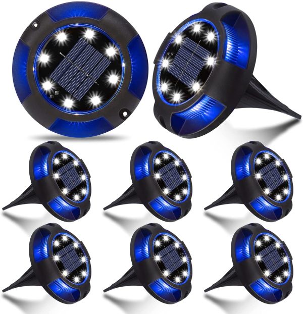 K.E.J. Solar Ground Lights 12 Led Garden Lights Solar Powered Disk Lights Waterproof In-Ground Outdoor Landscape Lighting for Patio Pathway Lawn Yard Deck Driveway Walkway (12 Pack) Hot on Sale