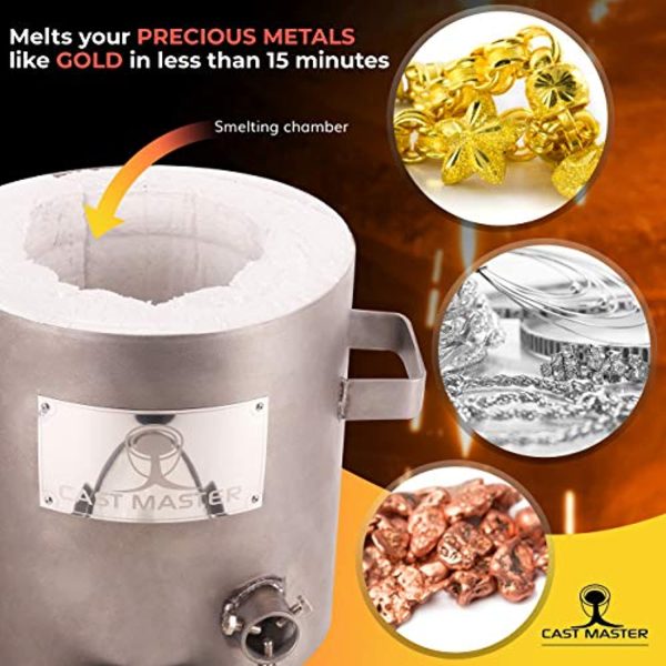 Cast Masters 10 - 12 KG LARGE CAPACITY Propane Furnace DELUXE KIT with Crucible and Tongs Kiln Smelting Gold Silver Copper Scrap Metal Recycle 10KG KILOGRAM Fashion