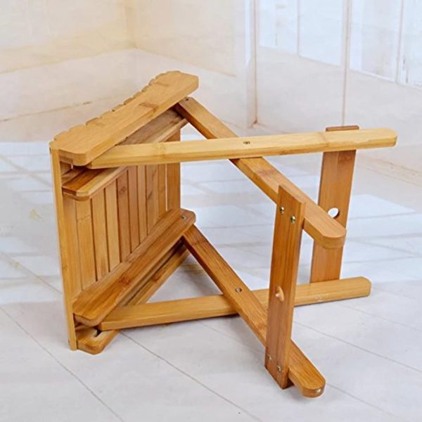 URFORESTIC 100% Natural Bamboo Folding Stool for Shaving Shower Foot Rest 12 ,Fully Assembled Online now