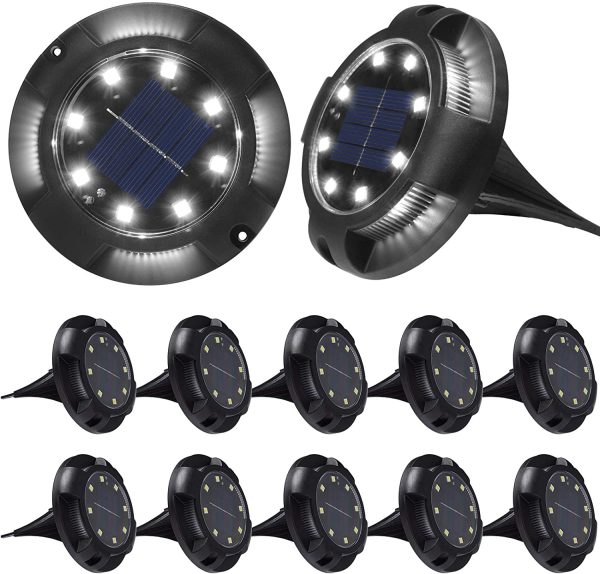 K.E.J. Solar Ground Lights 12 Led Garden Lights Solar Powered Disk Lights Waterproof In-Ground Outdoor Landscape Lighting for Patio Pathway Lawn Yard Deck Driveway Walkway (12 Pack) Hot on Sale