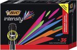 BIC Intensity Permanent Marker, Tank style, Chisel Tip - Box of 36 Black Markers Cheap