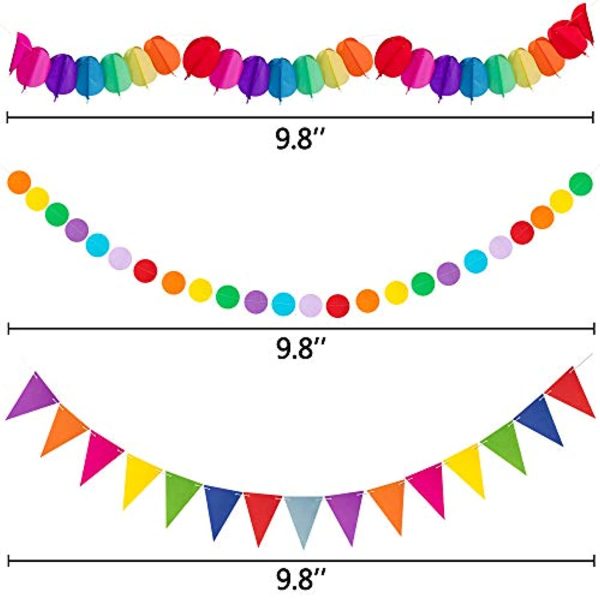 Moon Boat 35PCS Fiesta Paper Fan Party Decorations Set - Cinco De Mayo Pom Poms,Pennant,Garland String,Banner,Hanging Swirls Decor Supplies Fashion