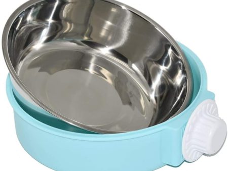 ZOHOKO Dog Bowl Feeder Pet Puppy Food Water Bowl, 2-in-1 Plastic Bowl & Stainless Steel Bowl, Removable Hanging Cat Rabbit Bird Food Basin Dish Perfect for Crates & Cages Sale