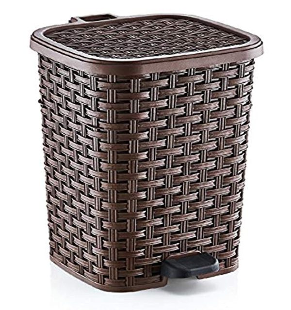 ZZCHML  Rattan Style Compact Trash Can, 3.1 Gallon, Brown Online Sale