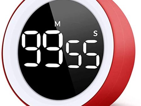 Unzano Countdown Timer for Kids, Large Digital LED & One Button Kitchen Timers, Sets from 0 to 99 Minutes, for Homework, Beauty, Fitness, Cooking (Red) Hot on Sale