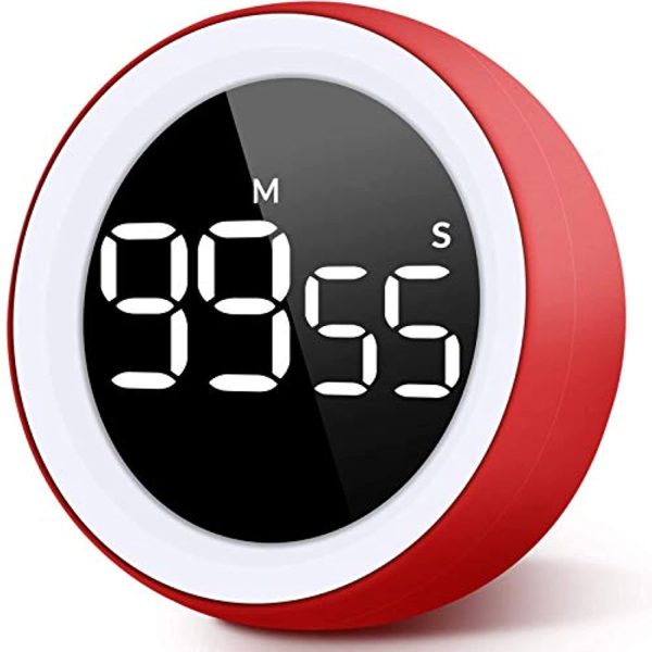 Unzano Countdown Timer for Kids, Large Digital LED & One Button Kitchen Timers, Sets from 0 to 99 Minutes, for Homework, Beauty, Fitness, Cooking (Red) Hot on Sale