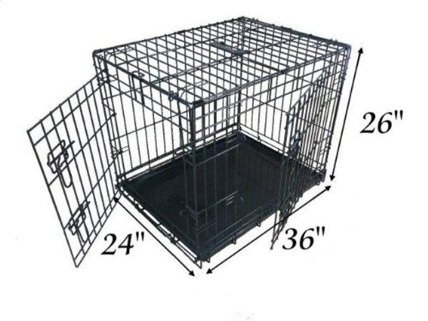 Shinea  Dog Puppy Cage Large 36 inch Black Folding 2 Door Crate with Non-Chew Metal Tray Online Hot Sale