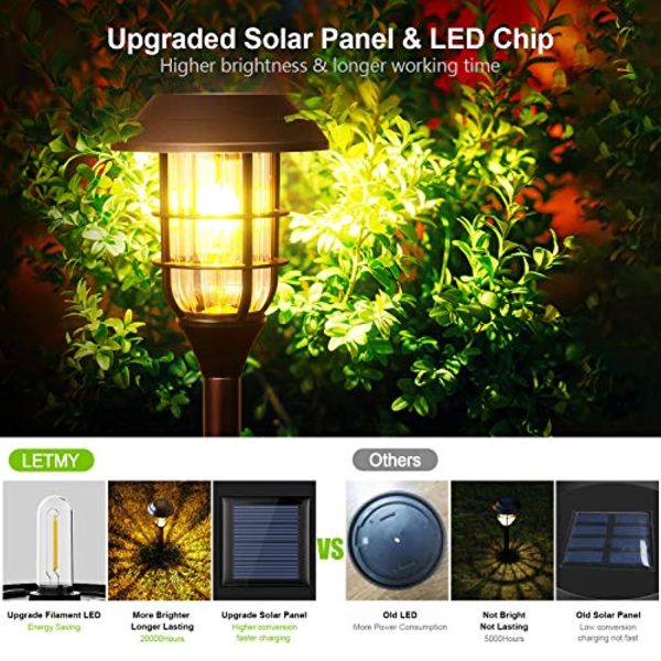 LETMY Solar Pathway Lights Outdoor, 8 Pack Bright Solar Lights Outdoor, IP65 Waterproof Auto On Off Solar Garden Lights Solar Powered Landscape Lighting for Yard Patio Walkway Driveway Pathway Fashion